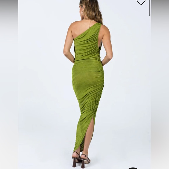 Green Ruched Midi Dress - Picture 2 of 3